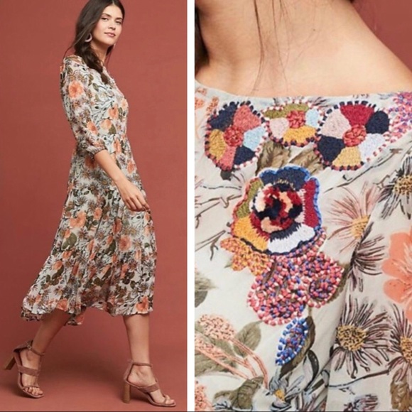 Anthropologie Dresses & Skirts - Anthropologie Espalier Embroidered Floral Dress